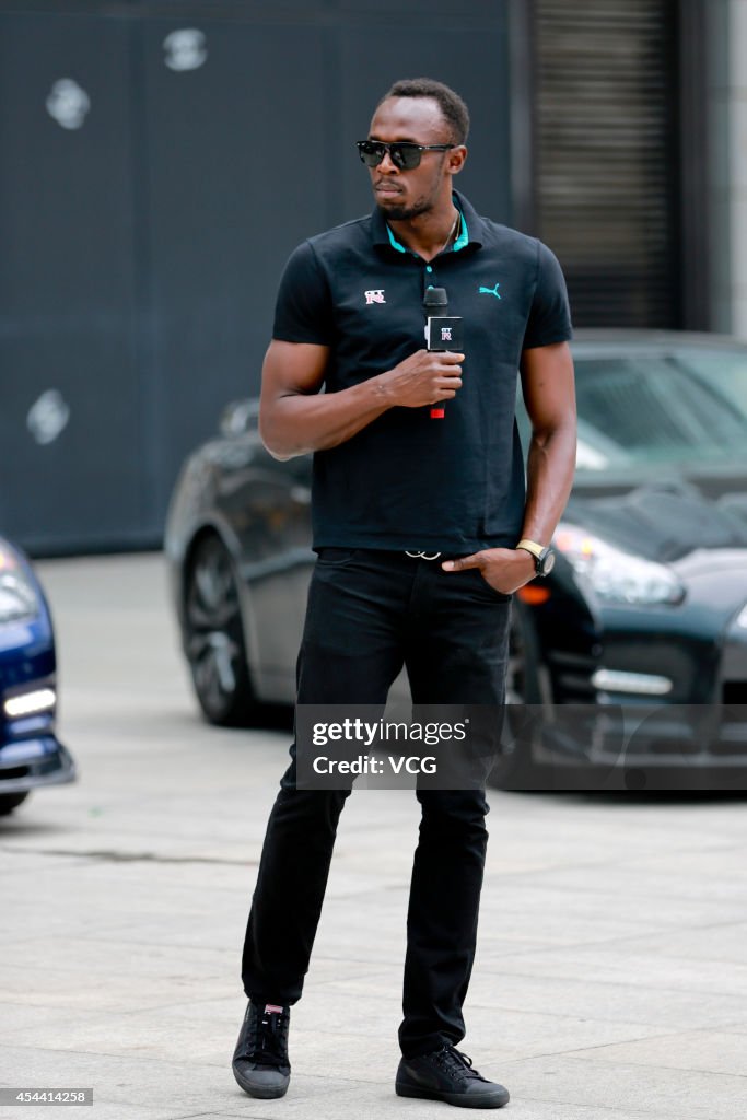 Usain Bolt Attends Commercial Activity Of Nissan GT-R In Beijing