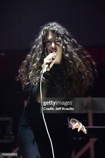 Singer Lorde performs onstage at the 24th Annual KROQ Almost Acoustic Christmas at The Shrine Auditorium on December 8, 2013 in Los Angeles,...