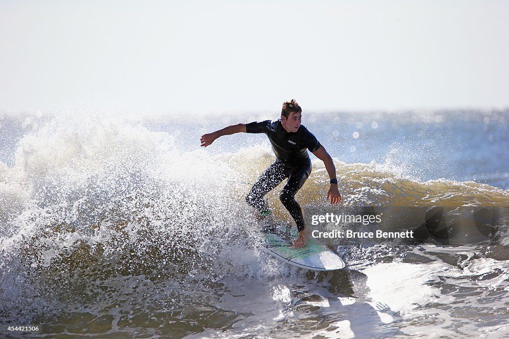 Surfers in Long Beach