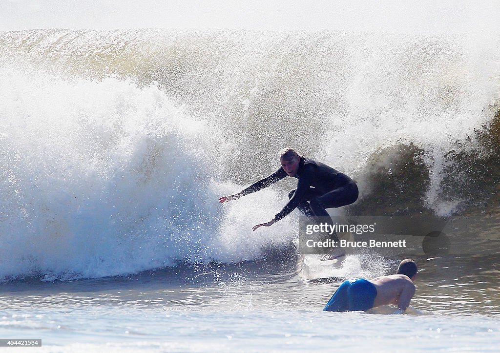 Surfers in Long Beach