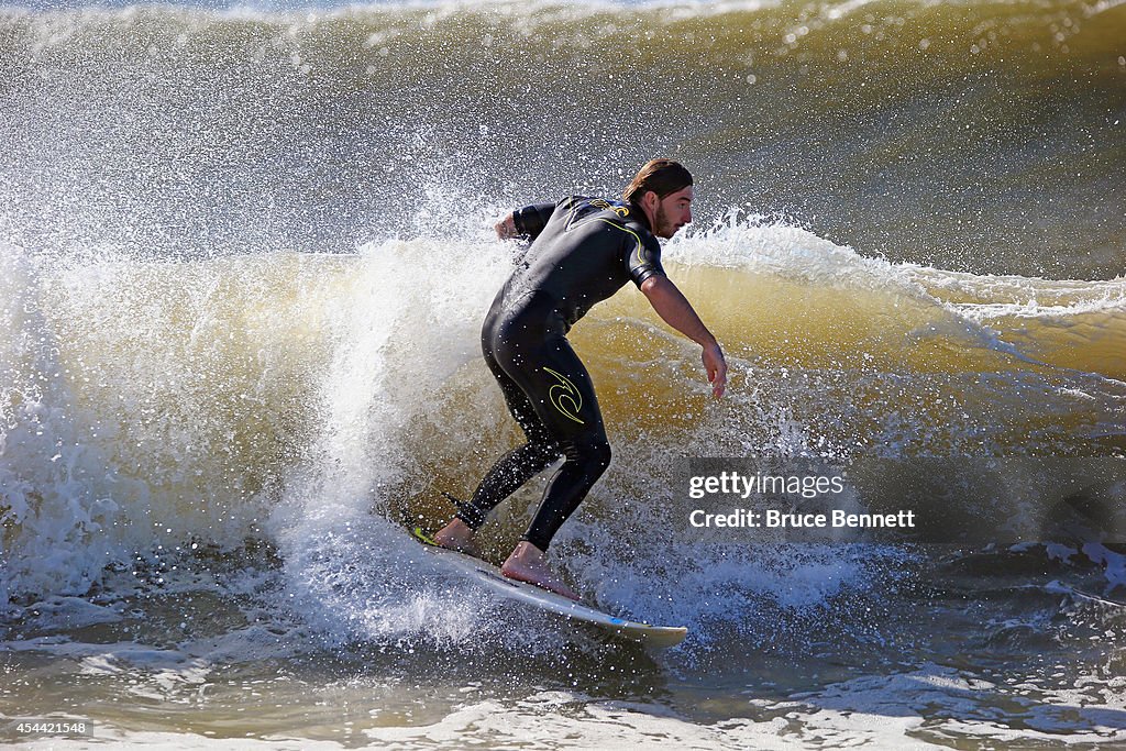 Surfers in Long Beach