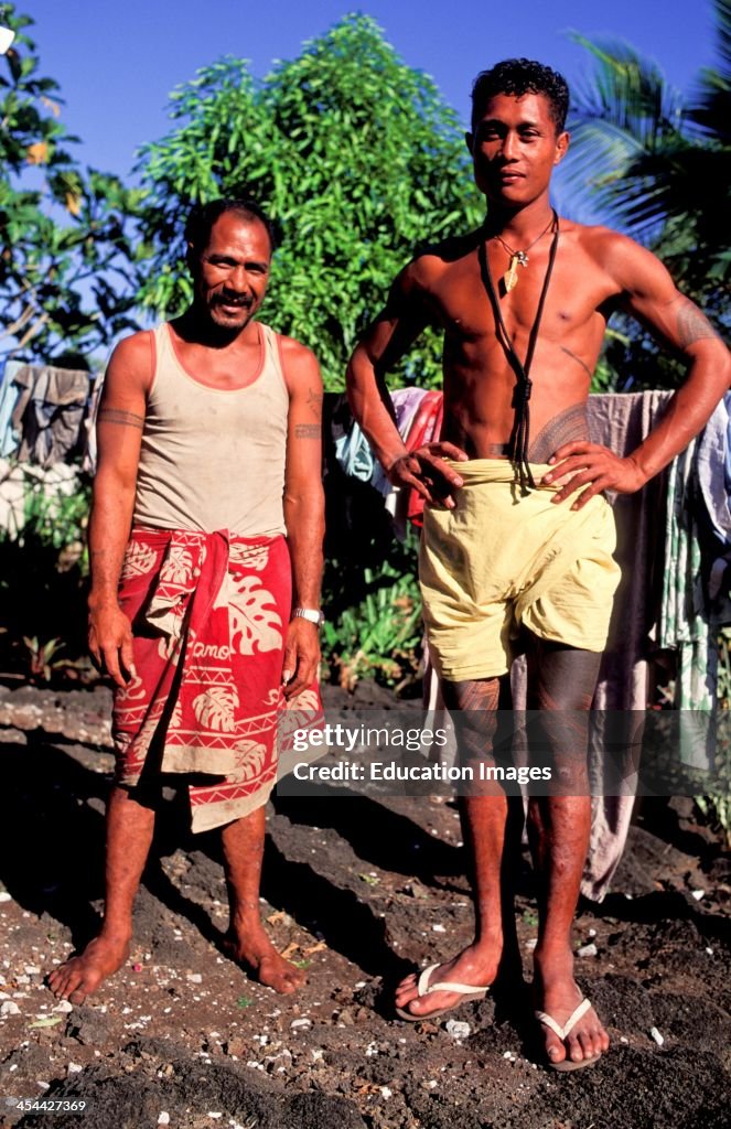 Portrait Of Two Samoan Men With Tattoos