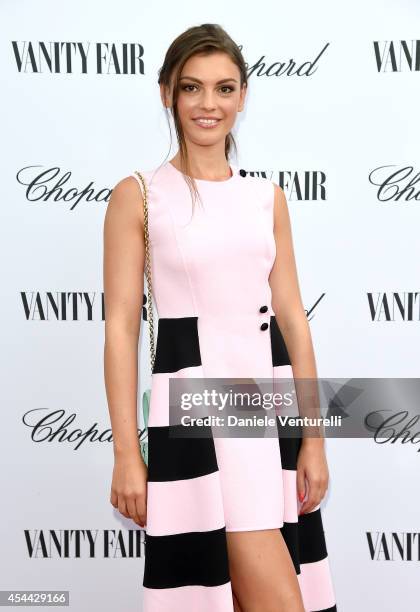 Silvia Busuioc attends the Chopard And Vanity Fair Present 'Backstage At Cinecitta' Exhibition - Red Carpet - 71st Venice Film Festival at Cipriani...