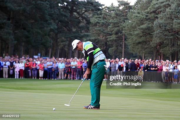 Boonchu Ruangkit of Thailand in action during the final round of the Travis Perkins Masters played on the Duke's Course, Woburn Golf Club on August...