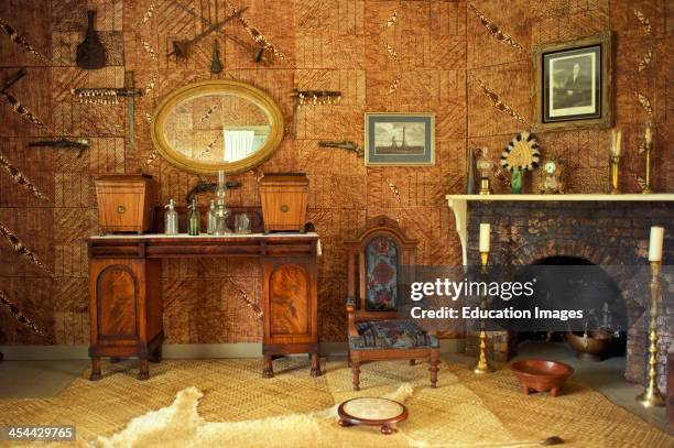 Western Samoa, Island Of Upolu Villa Vailima Mansion Where Robert Louis Stevenson Lived From 1890-1894 and Where He Died Lounge Room W, Lion Skin Rug...