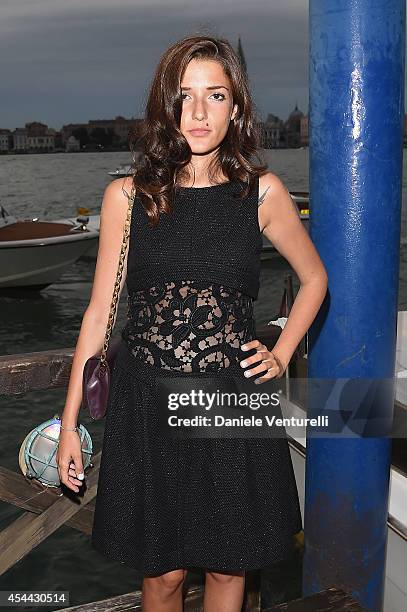 Eleonora Carisi attends the Chopard And Vanity Fair Present 'Backstage At Cinecitta' Exhibition - Red Carpet - 71st Venice Film Festival at Cipriani...