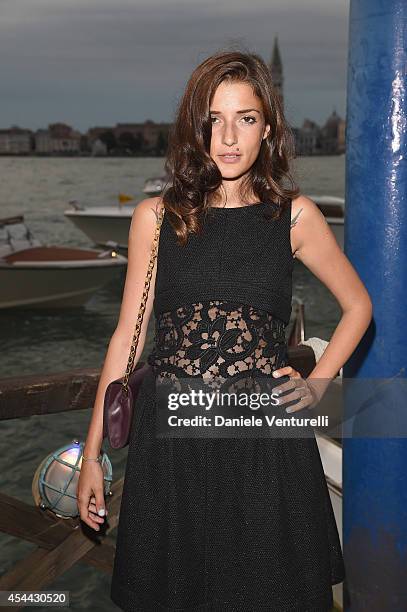 Eleonora Carisi attends the Chopard And Vanity Fair Present 'Backstage At Cinecitta' Exhibition - Red Carpet - 71st Venice Film Festival at Cipriani...