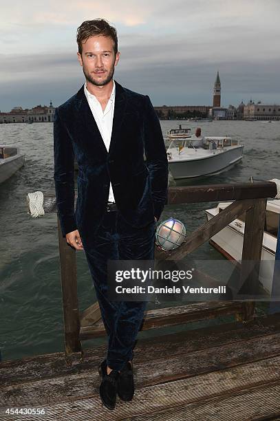 Paolo Stella attends the Chopard And Vanity Fair Present 'Backstage At Cinecitta' Exhibition - Red Carpet - 71st Venice Film Festival at Cipriani...