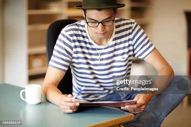 coffee break - man fedora room stock pictures, royalty-free photos & images