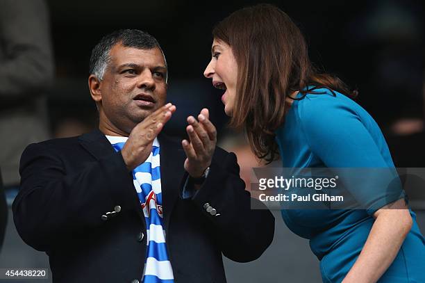 Chairman Tony Fernandes looks on during the Barclays Premier League match between Queens Park Rangers and Sunderland at Loftus Road on August 30,...