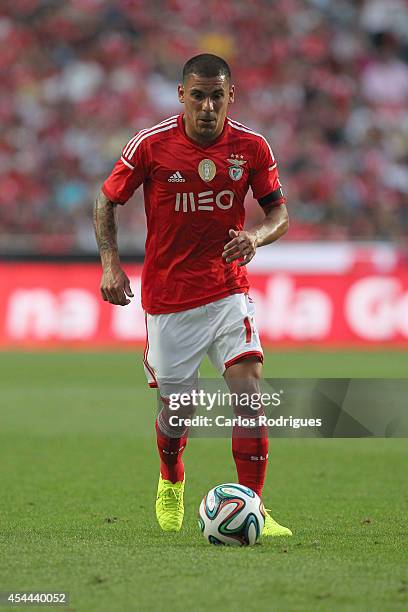 Benfica's defender Maxi Pereira during the Primeira Liga match between SL Benfica and Sporting CP at Estadio da Luz on August 31, 2014 in Lisbon,...