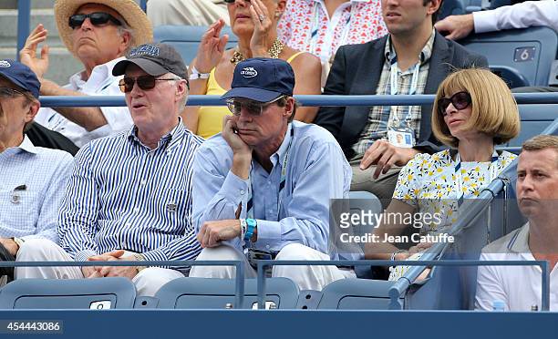 Chuck Scarborough, Shelby Bryan and girlfriend Anna Wintour attend Day 7 of the 2014 US Open at USTA Billie Jean King National Tennis Center on...