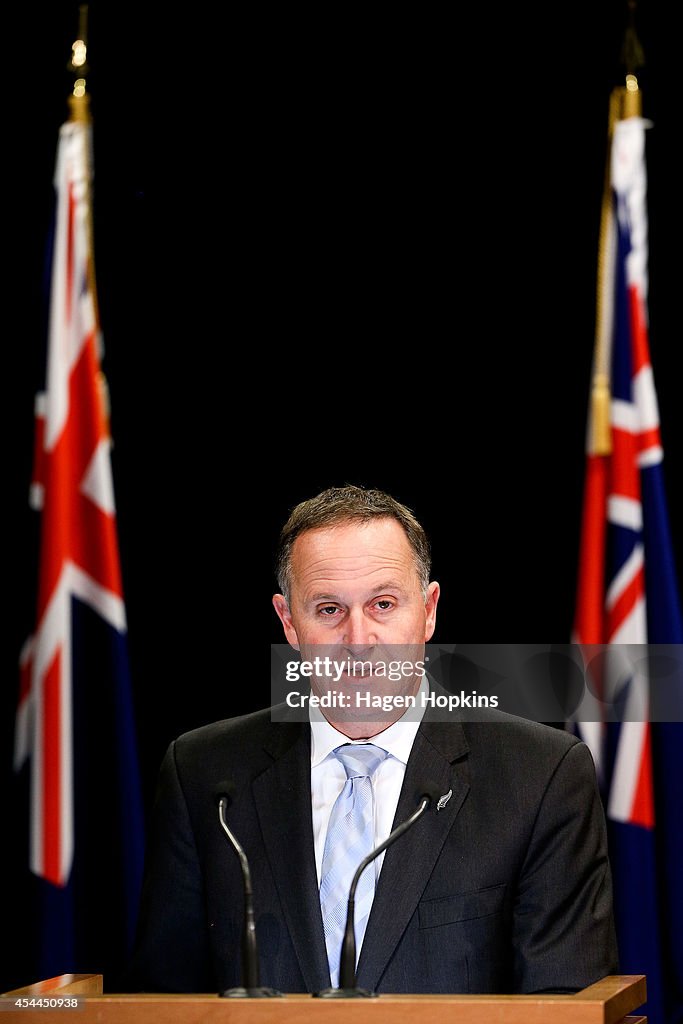 Prime Minister John Key Press Conference In Wellington