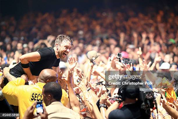 Musician Tim McIlrath of Rise Against performs on the Dylan Stage during day 2 of the 2014 Budweiser Made in America Festival at Los Angeles Grand...