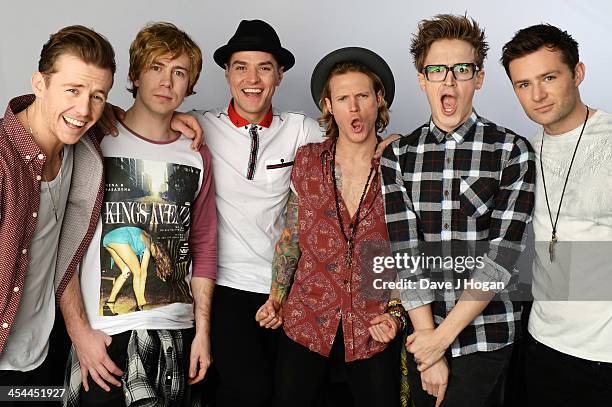 Tom Fletcher, Danny Jones, Dougie Poynter, Harry Judd, James Bourne and Matt Willis of McBusted pose for portraits to announce their date at...