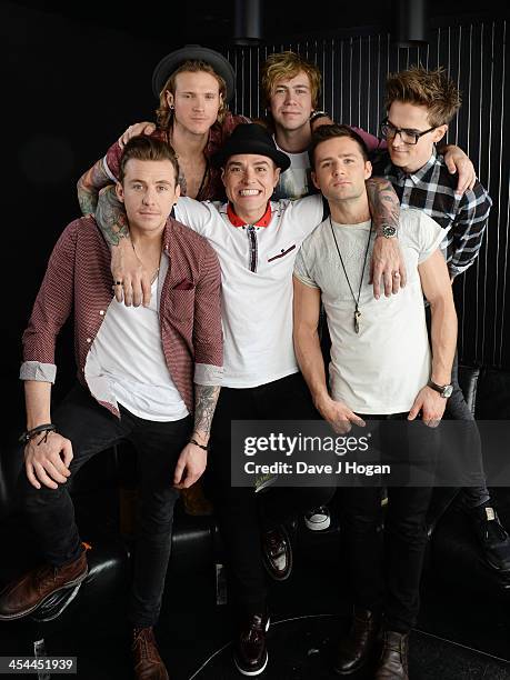 Tom Fletcher, Danny Jones, Dougie Poynter, Harry Judd, James Bourne and Matt Willis of McBusted pose for portraits to announce their date at...