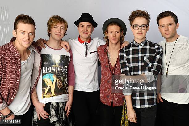Tom Fletcher, Danny Jones, Dougie Poynter, Harry Judd, James Bourne and Matt Willis of McBusted pose for portraits to announce their date at...