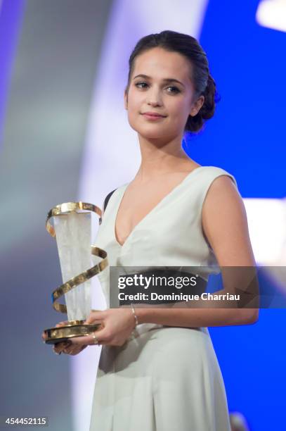 Swedish actress Alicia Vikander awarded best actress during the Award Ceremony of the 13th Marrakech International Film Festival on December 7, 2013...