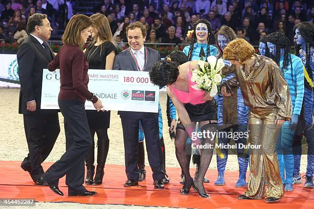 Princesse Caroline de Hanovre, Jerome Froissart, Thierry Rozier and Electra Niarchos attend the Gucci Paris Masters 2013 - Day 3 at Paris Nord...