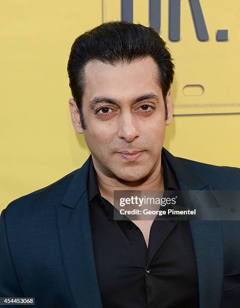 Bollywood actor/producer Salman Khan arrives at the Canadian Premiere of "Dr Cabbie" held at Scotiabank Theatre on August 31, 2014 in Toronto, Canada.