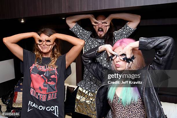 Steve Aoki and recording artist Bonnie McKee attend day 2 of the 2014 Budweiser Made in America Festival at Los Angeles Grand Park on August 31, 2014...