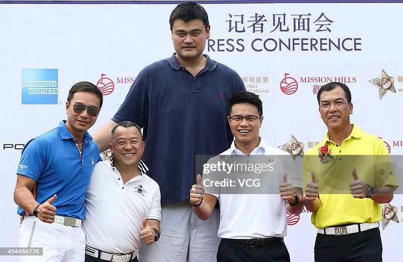 Yao Ming And Eric Tsang Attends Press Conference Of 2014 Mission Hills World Celebrity Pro-Am