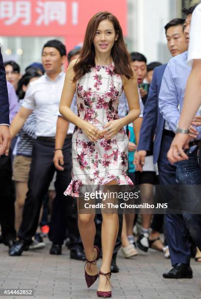 Son Ye-Jin attends the autograph session for MISSHA at Myeong-dong on September 1, 2014 in Seoul, South Korea.