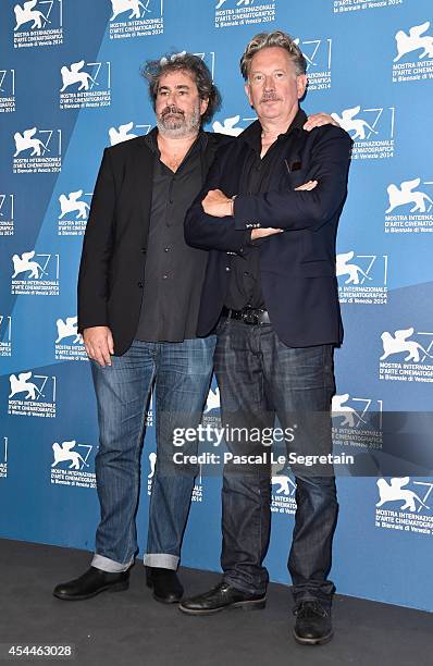 Directors Gustave Kervern and Benoit Delepine attend the 'Near Death Experience' - Photocall during the 71st Venice Film Festival on September 1,...