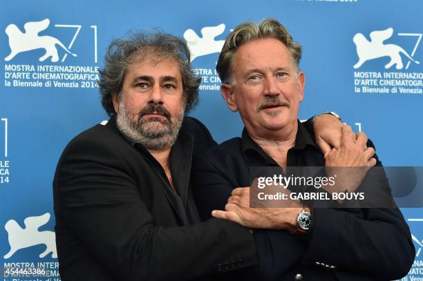 French director Benoit Delepine and French director Gustave Kervern pose during the photocall of the movie "Near Death Experience" presented in the...