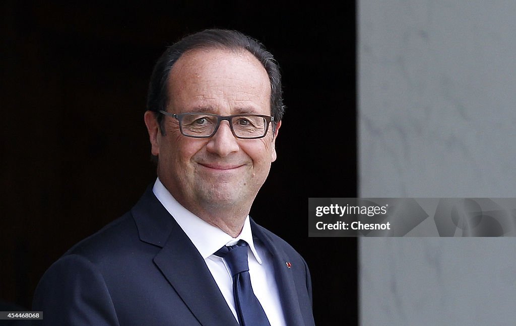 French President Francois Hollande Receives ECB President Mario Draghi