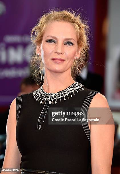 Uma Thurman attends the 'Nymphomaniac: Volume 2 - Directors Cut' Premiere during the 71st Venice Film Festival on September 1, 2014 in Venice, Italy.