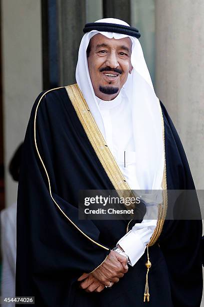 Saudi Crown Prince Salman Bin Abdulaziz Al-Saud waits before his meeting with French President Francois Hollande at the Elysee Presidential Palace on...