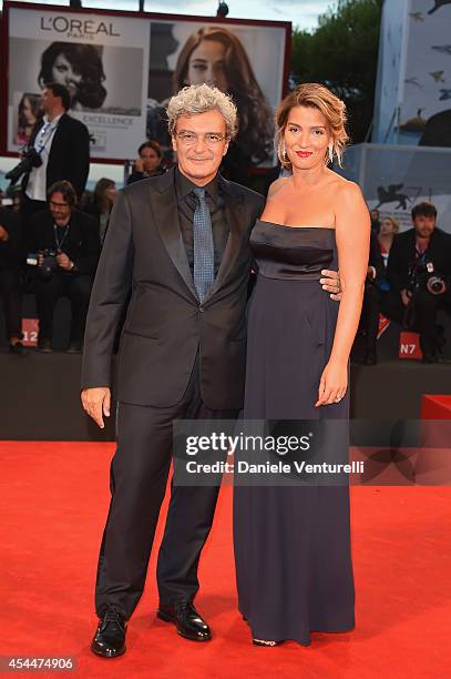 Ippolita di Majo and Mario Martone attend the 'Il Giovane Favoloso' premiere during the 71st Venice Film Festival at Sala Grande on September 1, 2014...