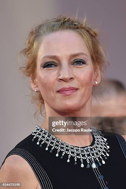 Uma Thurman attends the 'Nymphomaniac: Volume 2 - Directors Cut' premiere during the 71st Venice Film Festival on September 1, 2014 in Venice, Italy.