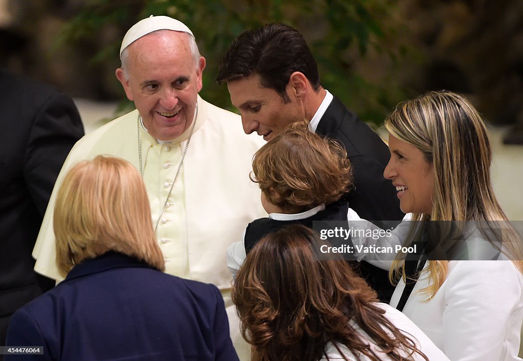Pope Francis Holds An Audience With The Players Of The 'Partita Interreligiosa Della Pace'