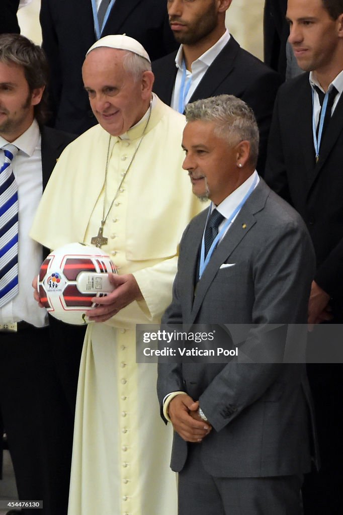 Pope Francis Holds An Audience With The Players Of The 'Partita Interreligiosa Della Pace'