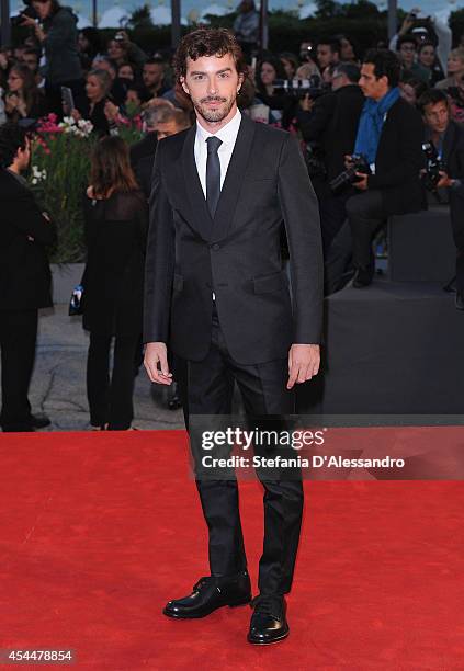 Michele Riondino attends 'Il Giovane Favoloso' Premiere on September 1, 2014 in Venice, Italy.
