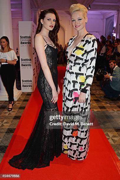 Bethany Brown and Linda Young arrive at the Scottish fashion invasion of London at the 9th annual Scottish Fashion Awards at 8 Northumberland Avenue...