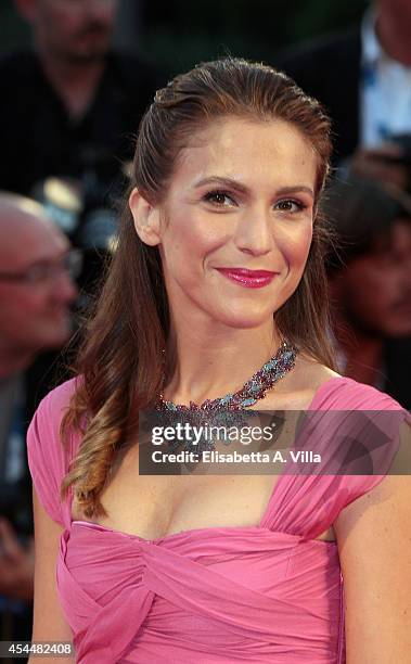 Actress Isabella Ragonese attends the 'Il Giovane Favoloso' premiere during the 71st Venice Film Festival at Sala Grande on September 1, 2014 in...