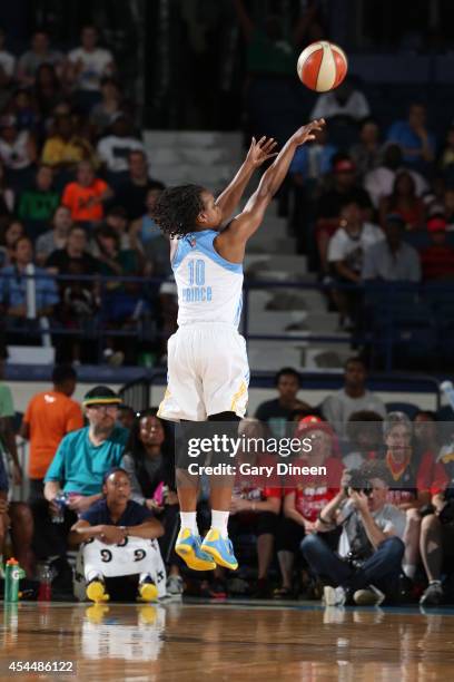 Epiphanny Prince of the Chicago Sky shoots the ball against the Indiana Fever during game two of the WNBA Eastern Conference Finals as part of the...