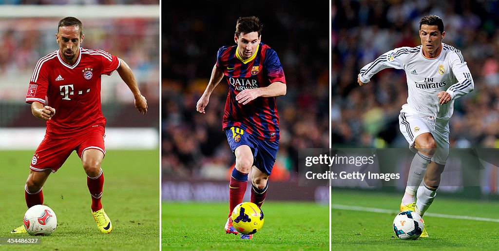FILE: Franck Ribery, Lionel Messi And Cristiano Ronaldo Short Listed For FIFA Ballon d'Or 2013