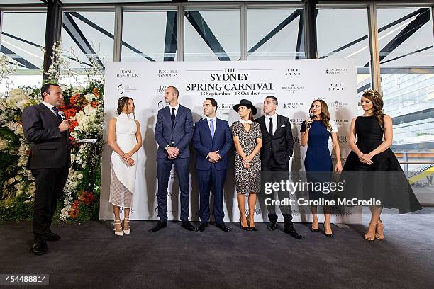 Rachael Finch, Ryan Fitzgerald, Michael Wipfli, Gai Waterhouse, Kyly Clarke, Jodi Anasta, Braith Anasta and Ricki-Lee Coulter pose at the launch of...