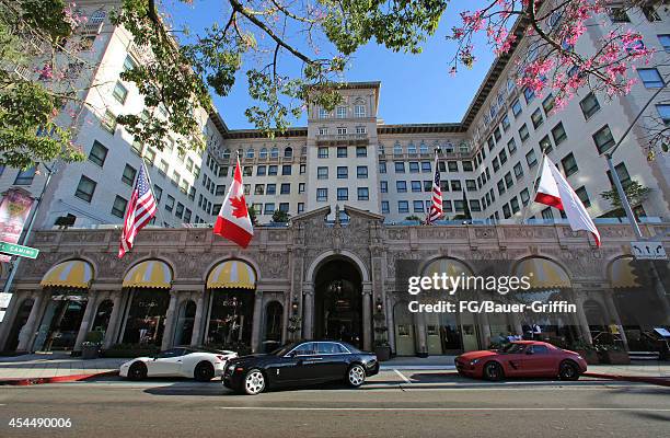 View of the Beverly Wilshire hotel in Beverly Hills on September 01, 2014 in Los Angeles, California.