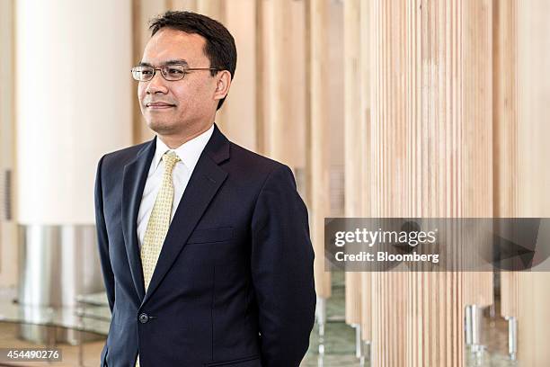 Muzaffar Hisham, chief executive officer of Maybank Islamic Bhd., stands for a photograph after a Bloomberg Television interview at the Global...