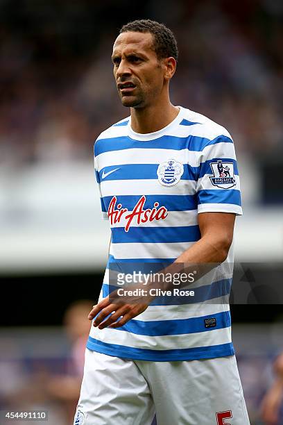 Rio Ferdinand of QPR during the Barclays Premier League match between Queens Park Rangers and Sunderland at Loftus Road on August 30, 2014 in London,...