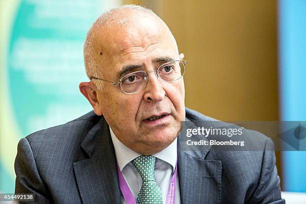 Jamil El Jaroudi, chief executive officer of Nizwa Bank SAOG, speaks during a Bloomberg Television interview at the Global Islamic Finance Forum in...