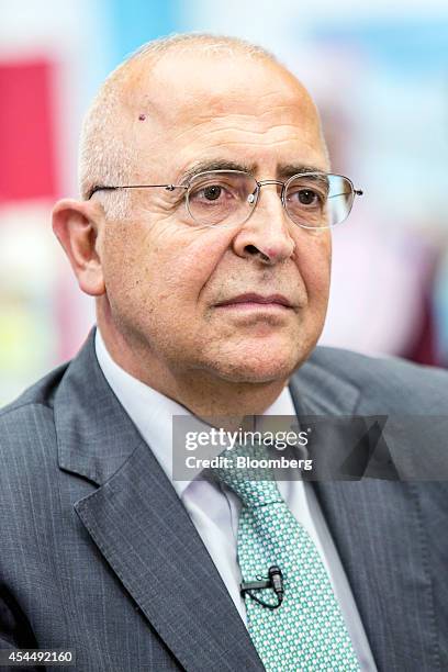 Jamil El Jaroudi, chief executive officer of Nizwa Bank SAOG, listens during a Bloomberg Television interview at the Global Islamic Finance Forum in...