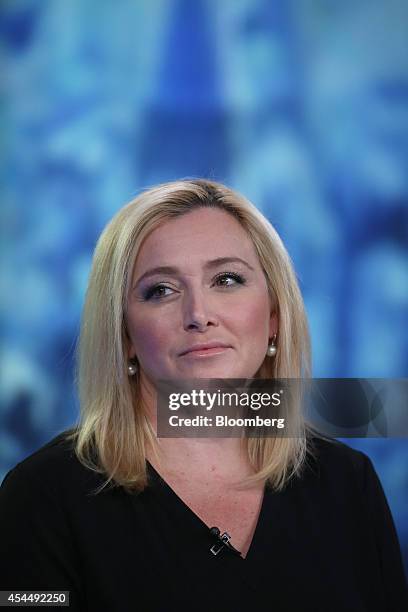 Christy Wyatt, chief executive officer of Good Technology Inc., pauses during a Bloomberg Television interview in London, U.K., on Tuesday, Sept. 2,...