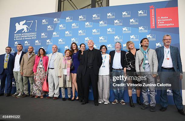 Director Davide Ferrario and guests attend the 'La Zuppa Del Demonio' - Photocall during the 71st Venice Film Festival on September 2, 2014 in...