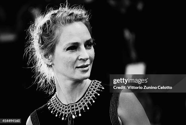 Uma Thurman attends the 'Nymphomaniac: Volume 2 - Directors Cut' premiere during the 71st Venice Film Festival on September 1, 2014 in Venice, Italy.